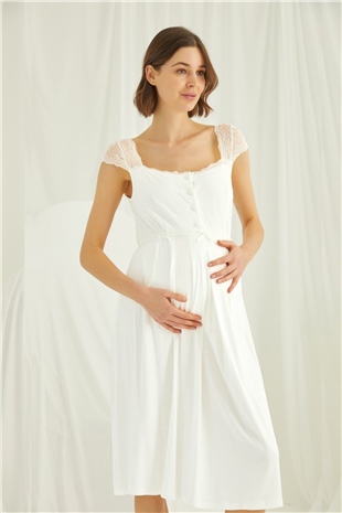 Monamise Kadın Ekru Hamile Lohusa Gecelik 18300