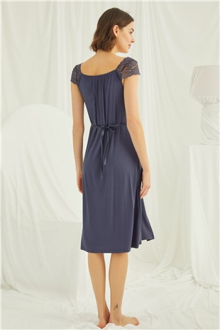 Monamise Kadın Lacivert Hamile Lohusa Gecelik 18302