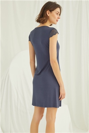 Monamise Kadın Lacivert Kısa Kollu Gecelik 18208