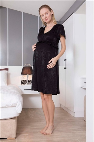 Monamise Kadın Siyah Hamile Elbisesi 20005