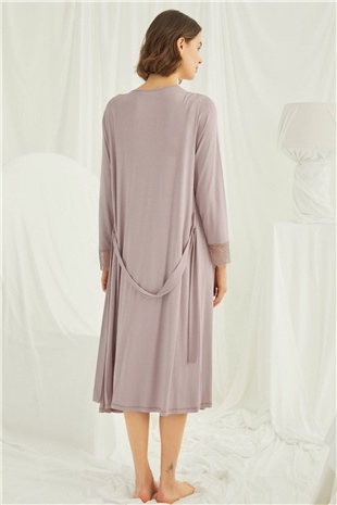 Monamise Kadın Vizon Hamile Lohusa Sabahlıklı Gecelik Takım 18438