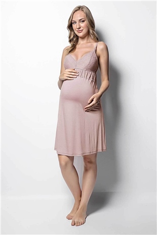 Monamise Kadın Vizon Hamile Lohusa Sabahlıklı Gecelik Takım 18430