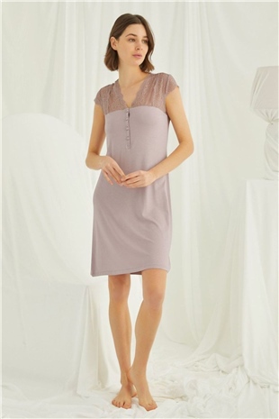 Monamise Kadın Vizon Kısa Kollu Gecelik 18435