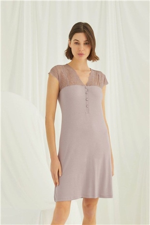 Monamise Kadın Vizon Kısa Kollu Gecelik 18435