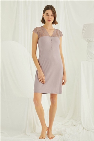 Monamise Kadın Vizon Kısa Kollu Gecelik 18435