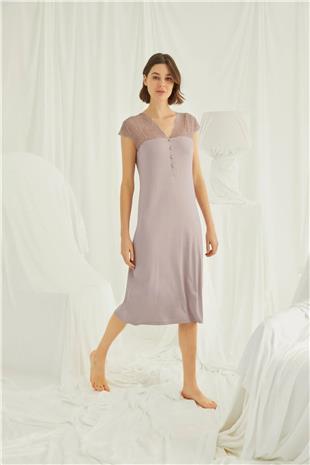 Monamise Kadın Vizon Kısa Kollu Gecelik 18436