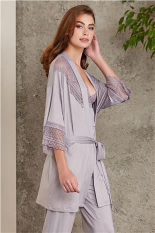 Pierre Cardin 2820 Royal Dantelli Penye 3lü Kadın Şortlu Pijama Takımı