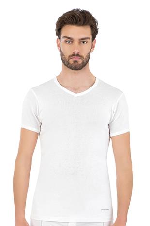 Pierre Cardin 442 Erkek Beyaz Ribana Kısa Kollu V Yaka Fanila