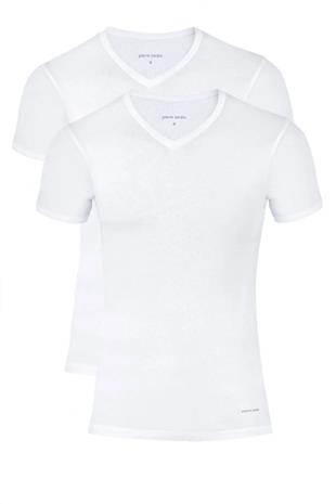 Pierre Cardin 442 Erkek Beyaz Ribana Kısa Kollu V Yaka Fanila