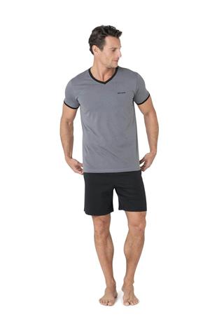 Pierre Cardin 5640 Erkek Gri Triko Sabahlıklı 5Li Pijama Takım