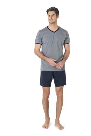 Pierre Cardin 5640 Erkek Lacivert Triko Sabahlıklı 5Li Pijama Takım