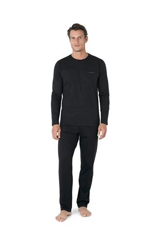 Pierre Cardin 5640 Erkek Siyah Triko Sabahlıklı 5Li Pijama Takım