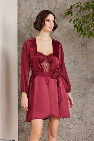 Pierre Cardin 6005 Kadın Bordo Gelin Çeyiz Seti 6lı Saten Takım