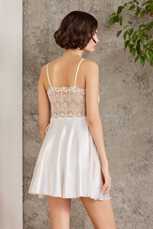 Pierre Cardin 6005 Kadın Ekru Gelin Çeyiz Seti 6lı Saten Takım