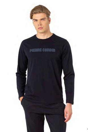 Pierre Cardin 6093 Erkek Lacivert Uzun Kollu Bisiklet Yaka Pijama Takımı