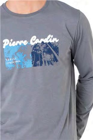 Pierre Cardin 6096 Erkek Gri Uzun Kollu Bisiklet Yaka Pijama Takımı
