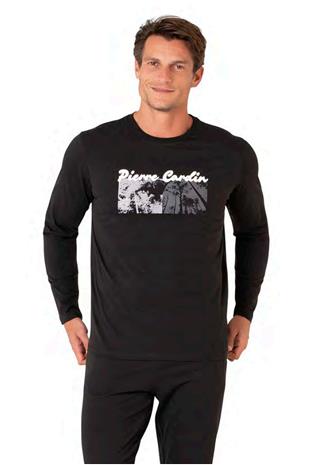 Pierre Cardin 6096 Erkek Siyah Uzun Kollu Bisiklet Yaka Pijama Takımı
