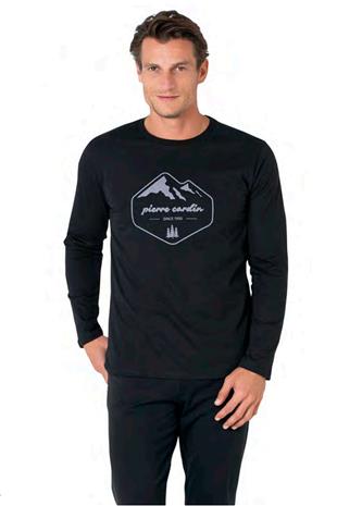Pierre Cardin 6097 Erkek Siyah Uzun Kollu Bisiklet Yaka Pijama Takımı