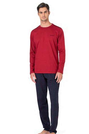 Pierre Cardin 6099 Erkek Bordo Uzun Kollu Bisiklet Yaka Pijama Takımı