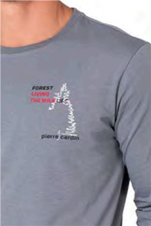 Pierre Cardin 6103 Erkek Gri Uzun Kollu Bisiklet Yaka Pijama Takımı