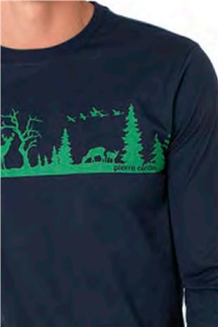 Pierre Cardin 6104 Erkek Lacivert Uzun Kollu Bisiklet Yaka Pijama Takımı