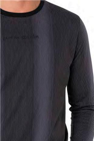 Pierre Cardin 6105 Erkek Siyah Uzun Kollu Bisiklet Yaka Pijama Takımı