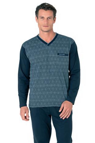 Pierre Cardin 6110 Erkek Lacivert Kuzun Kollu V Yaka Pijama Takımı