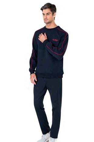 Pierre Cardin 6114 Erkek Lacivert Uzun Kollu Bisiklet Yaka İki İplik Eşofman Takımı