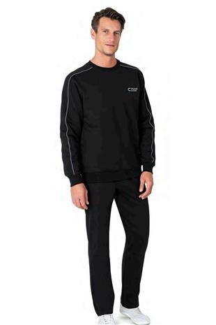 Pierre Cardin 6114 Erkek Siyah Uzun Kollu Bisiklet Yaka İki İplik Eşofman Takımı