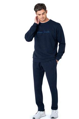 Pierre Cardin 6115 Erkek Lacivert Uzun Kollu Bisiklet Yaka Üç İplik Eşofman Takımı