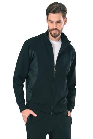 Pierre Cardin 7000 Erkek Siyah Uzun Kollu Dik Yaka Fermuarlı Eşofman Takımı