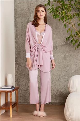 Pierre Cardin 7025 Kadın Rose 4lü Saten Takım Gelin Çeyiz Seti