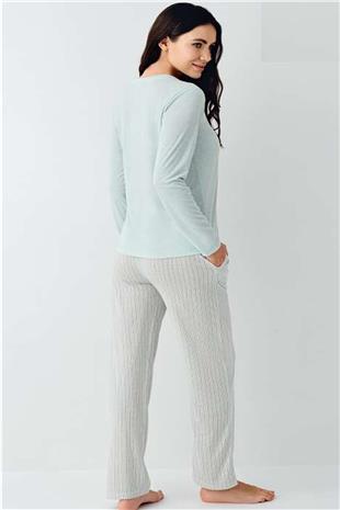 Pierre Cardin 9050 Kadın Nil Uzun Kollu Yuvarlak Yaka Pijama Takımı