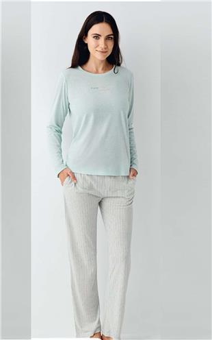 Pierre Cardin 9050 Kadın Nil Uzun Kollu Yuvarlak Yaka Pijama Takımı