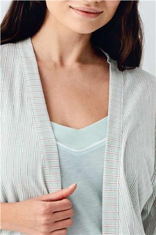 Pierre Cardin 9052 Kadın Nil Sabahlıklı İp Askılı 3Lü Pijama Takımı