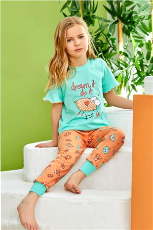 Pikidor 171 Mint Pamuklu Kız Çocuk Pijama Takımı
