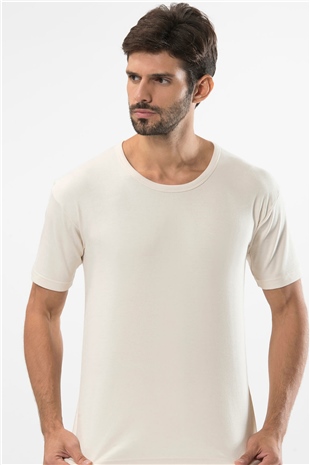 Türen 106 Krem Erkek İnterlok O Yaka Fanila