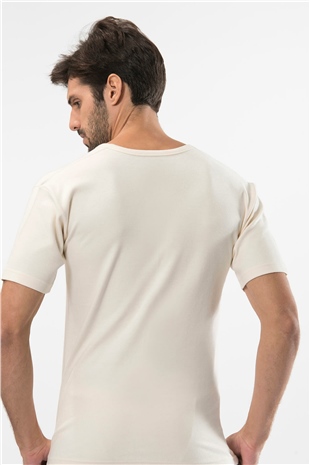 Türen 106 Krem Erkek İnterlok O Yaka Fanila