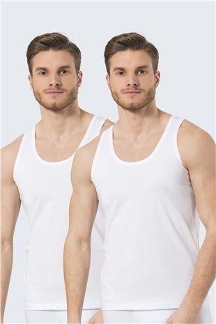 Türen 108 Beyaz 2li Erkek Penye Atlet