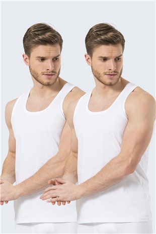 Türen 110 Beyaz 2li Erkek Bantlı Atlet