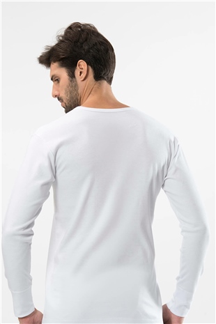 Türen 116 Beyaz Erkek İnterlok O Yaka Uzun Kollu Fanila