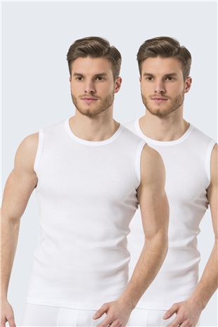 Türen 134 Beyaz Erkek 2li Spor O Yaka Ribana Atlet