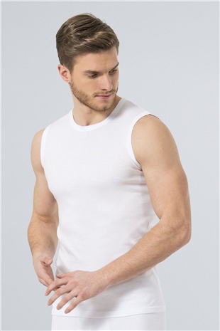 Türen 134 Beyaz Erkek 2li Spor O Yaka Ribana Atlet