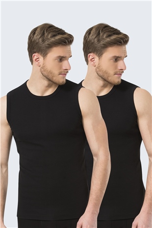 Türen 134 Siyah Erkek 2li Spor O Yaka Ribana Atlet