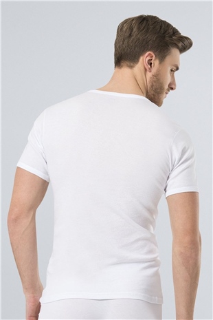 Türen 141 Beyaz Erkek Ribana O Yaka Açık Fanila