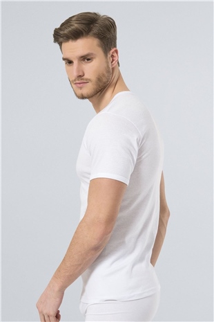 Türen 141 Beyaz Erkek Ribana O Yaka Açık Fanila