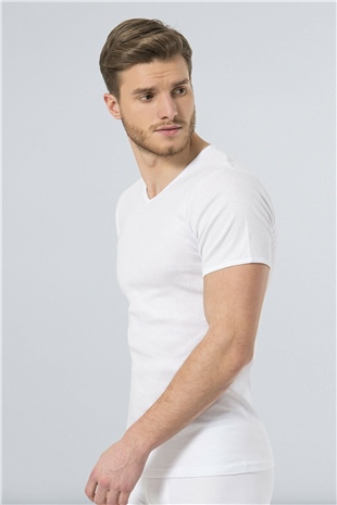 Türen 156 Beyaz 2li Erkek Ribana V Yaka Fanila