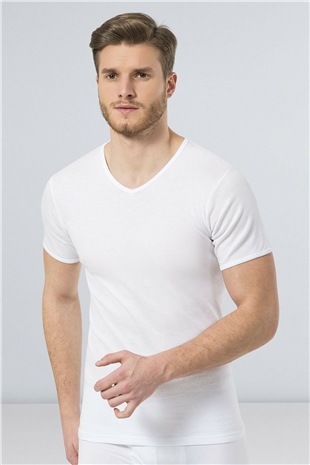 Türen 156 Beyaz 2li Erkek Ribana V Yaka Fanila