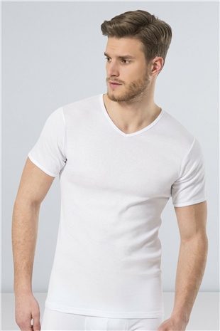 Türen 156 Beyaz 2li Erkek Ribana V Yaka Fanila