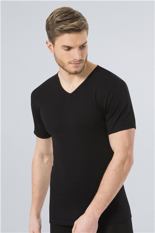 Türen 156 Siyah 2li Erkek Ribana V Yaka Fanila